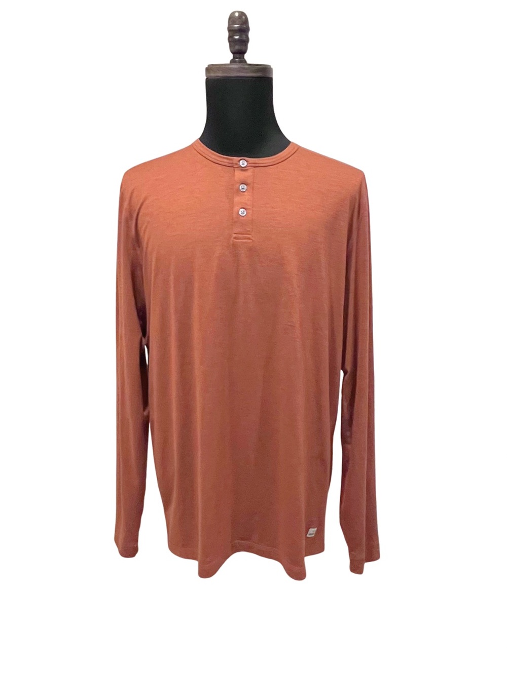 Vuori XL Men's Long-Sleeve Performance Shirt Henley Like New Burnt Orange